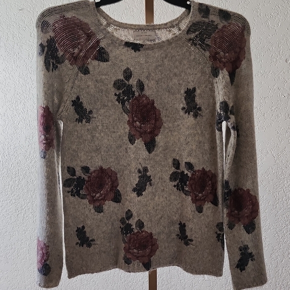 Lucky Brand Sweaters - Lucky Brand Floral Knit Sweater - Gray and Burgundy